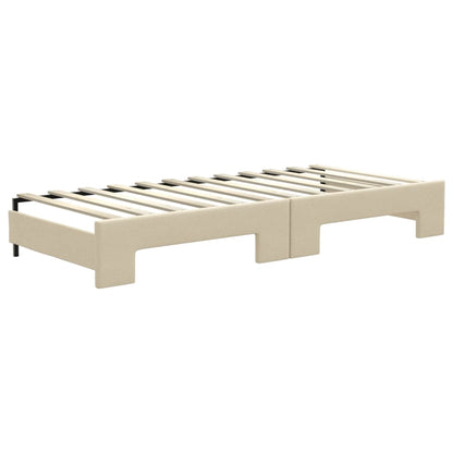 Slaapbank S Stof Kleur 80 x 200 cm Crème met onderschuifbed en lade