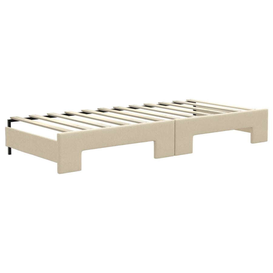 Slaapbank S Stof Kleur 80 x 200 cm Crème met onderschuifbed en lade