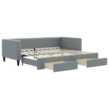 Slaapbank met onderschuifbed en lades 90x200 cm stof lichtgrijs 90 x 200 cm Lichtgrijs met onderschuifbed en lade