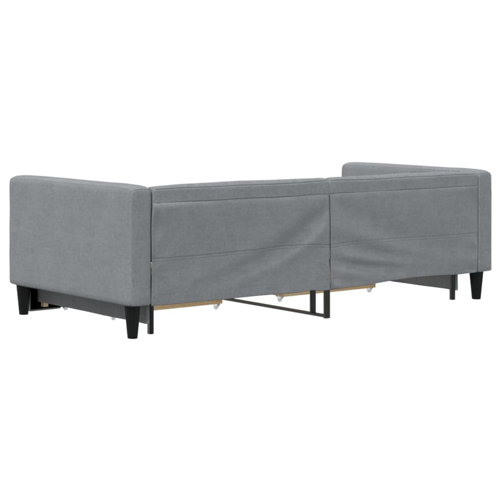 Slaapbank met onderschuifbed en lades 90x200 cm stof lichtgrijs 90 x 200 cm Lichtgrijs met onderschuifbed en lade