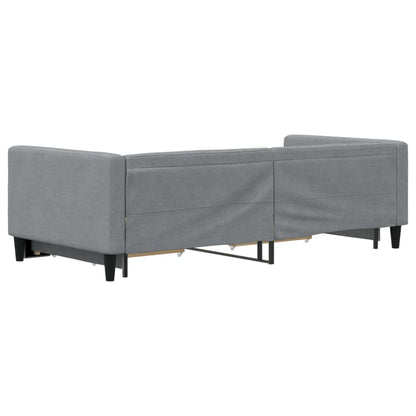 Slaapbank met onderschuifbed en lades 90x200 cm stof lichtgrijs 90 x 200 cm Lichtgrijs met onderschuifbed en lade