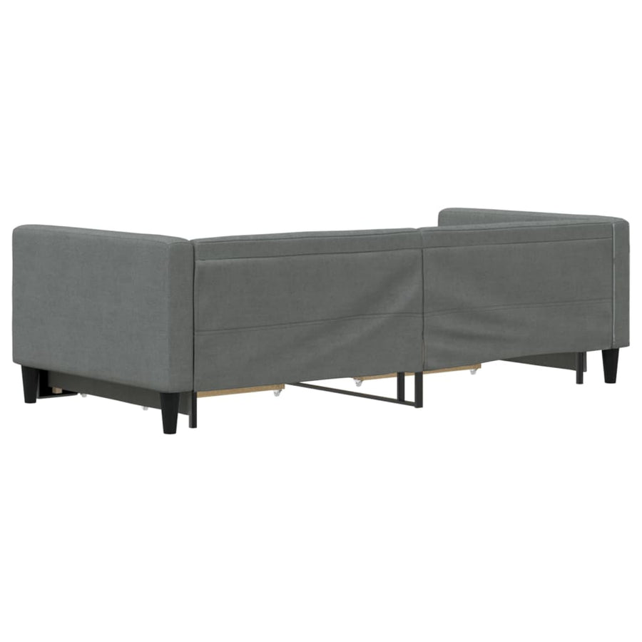 Slaapbank Onderschuifbed En Lades Stof 90 x 200 cm Donkergrijs met onderschuifbed en lade