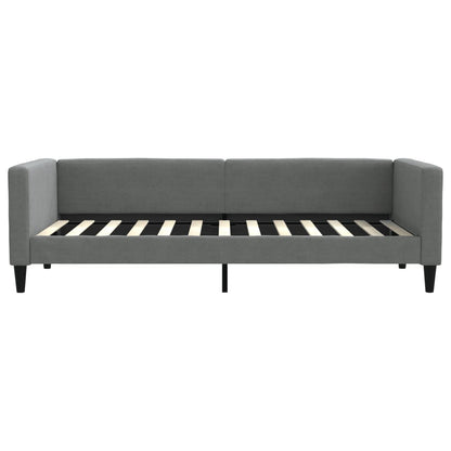 Slaapbank Onderschuifbed En Lades Stof 90 x 200 cm Donkergrijs met onderschuifbed en lade