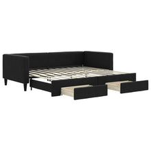 Slaapbank met onderschuifbed en lades 90x200 cm stof zwart 90 x 200 cm Zwart met onderschuifbed en lade
