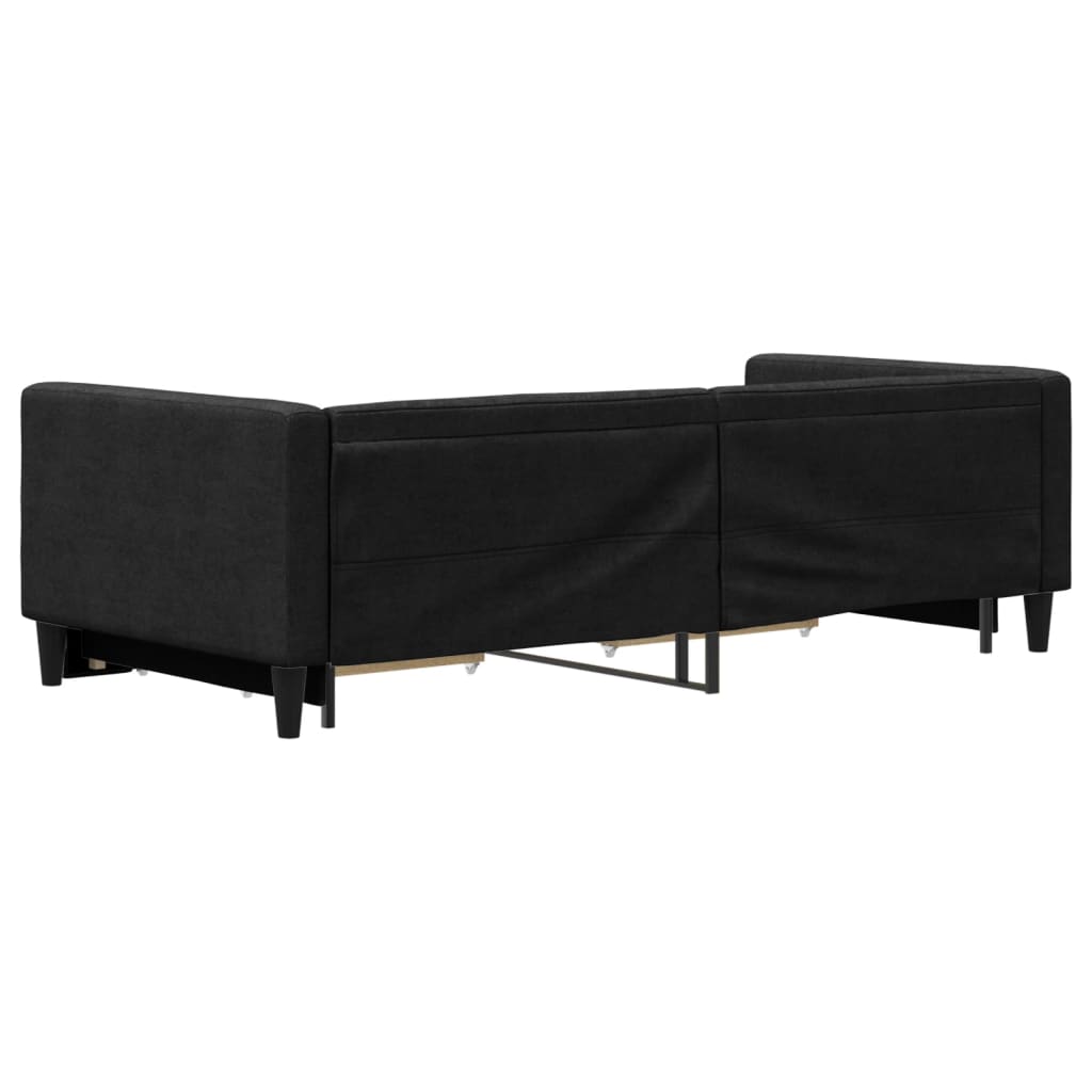 Slaapbank met onderschuifbed en lades 90x200 cm stof zwart 90 x 200 cm Zwart met onderschuifbed en lade