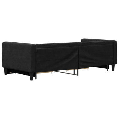 Slaapbank met onderschuifbed en lades 90x200 cm stof zwart 90 x 200 cm Zwart met onderschuifbed en lade