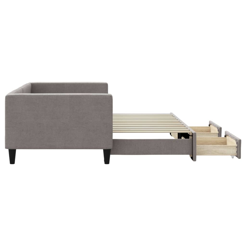 Slaapbank Met Onderschuifbed En Lades 90X200 Cm Stof Taupe Taupe 90 x 200 cm
