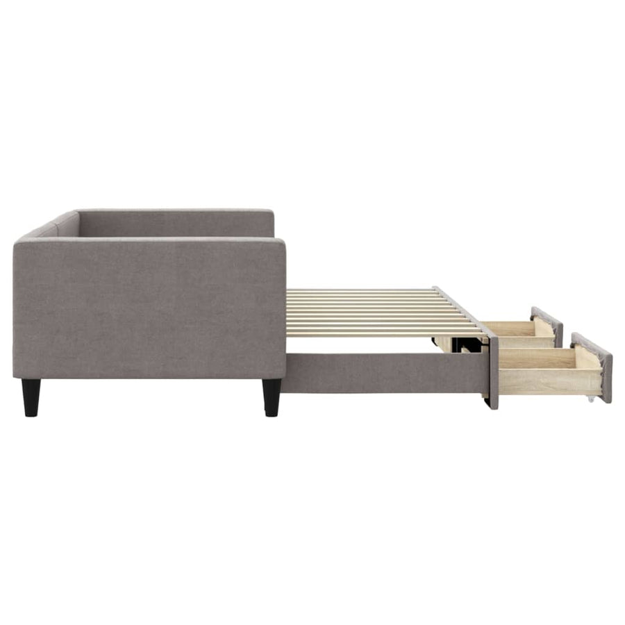Slaapbank Met Onderschuifbed En Lades 90X200 Cm Stof Taupe Taupe 90 x 200 cm