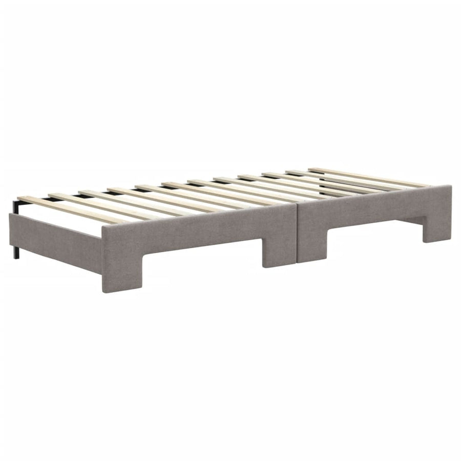 Slaapbank Met Onderschuifbed En Lades 90X200 Cm Stof Taupe Taupe 90 x 200 cm