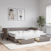 Slaapbank met onderschuifbed lades 90x200 cm taupe