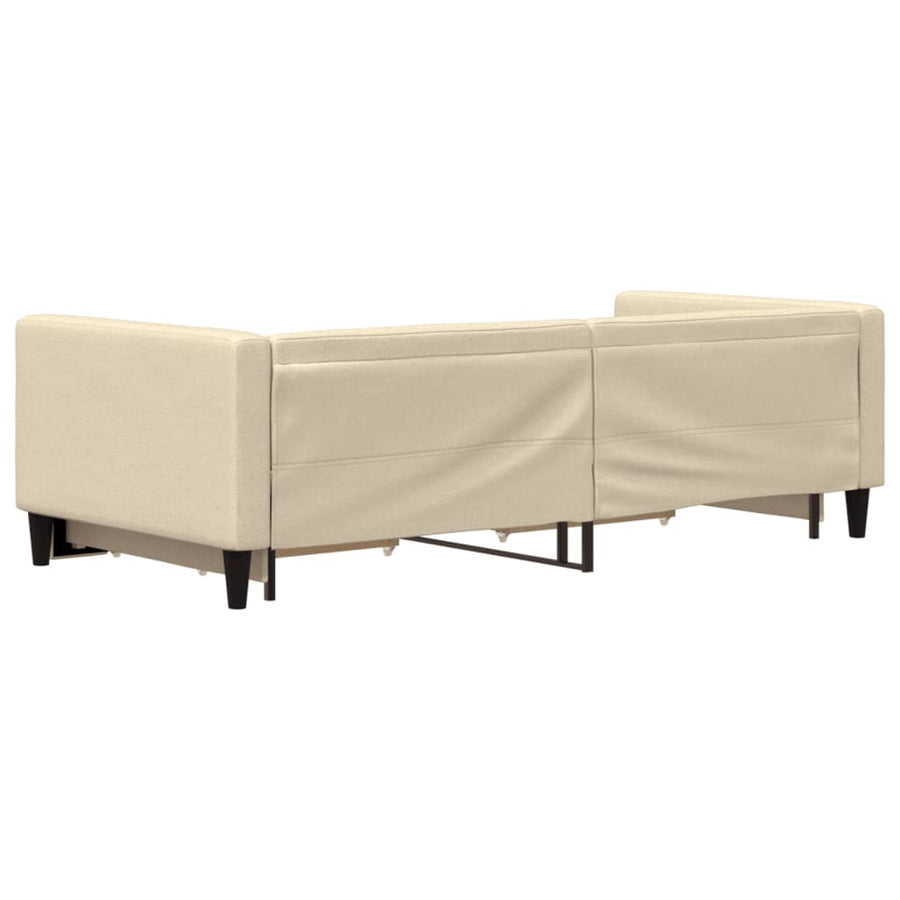 Slaapbank S Stof Kleur 90 x 200 cm Crème met onderschuifbed en lade