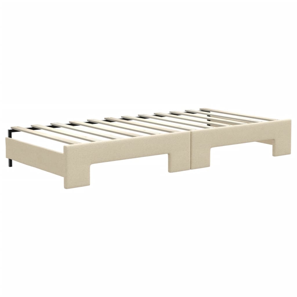 Slaapbank S Stof Kleur 90 x 200 cm Crème met onderschuifbed en lade