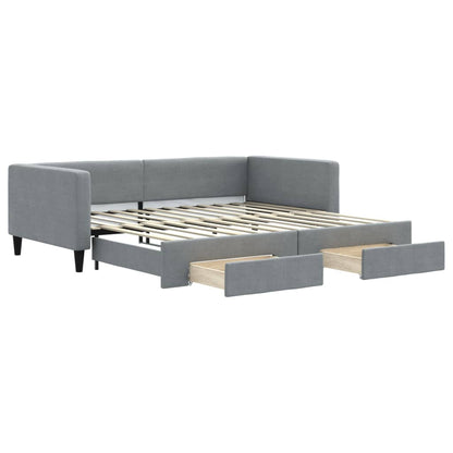 Slaapbank onderschuifbed en lades 100x200 cm stof lichtgrijs 100 x 200 cm Lichtgrijs