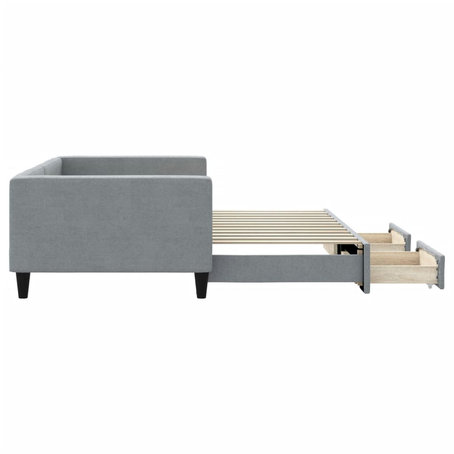 Slaapbank onderschuifbed en lades 100x200 cm stof lichtgrijs 100 x 200 cm Lichtgrijs