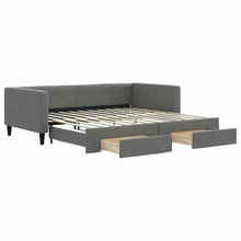Slaapbank onderschuifbed en lades 100x200 cm stof donkergrijs 100 x 200 cm Donkergrijs met onderschuifbed en lade