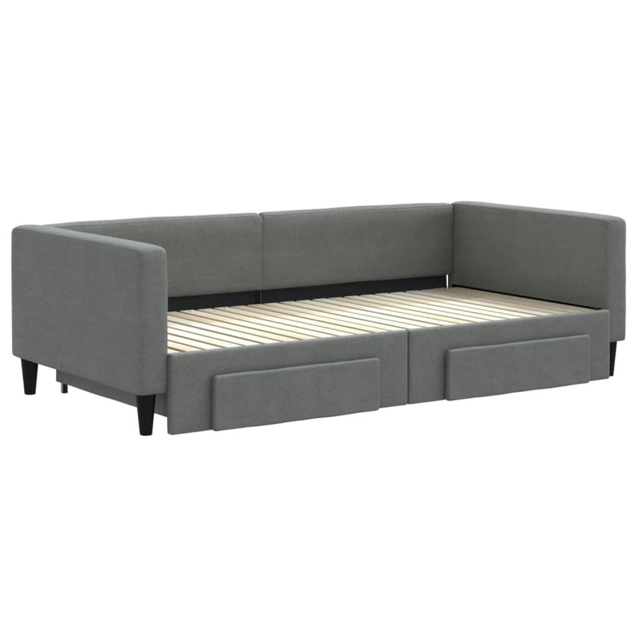 Slaapbank onderschuifbed en lades 100x200 cm stof donkergrijs 100 x 200 cm Donkergrijs met onderschuifbed en lade