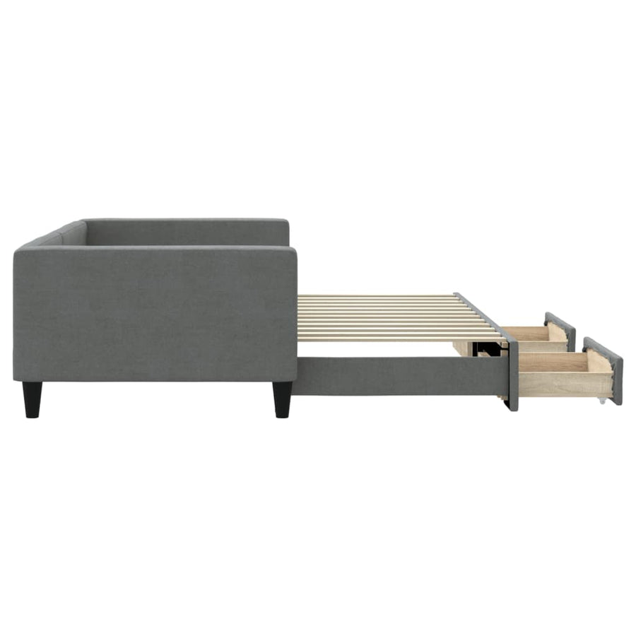 Slaapbank onderschuifbed en lades 100x200 cm stof donkergrijs 100 x 200 cm Donkergrijs met onderschuifbed en lade