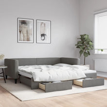 Slaapbank onderschuifbed en lades 100x200 cm stof donkergrijs 100 x 200 cm Donkergrijs met onderschuifbed en lade