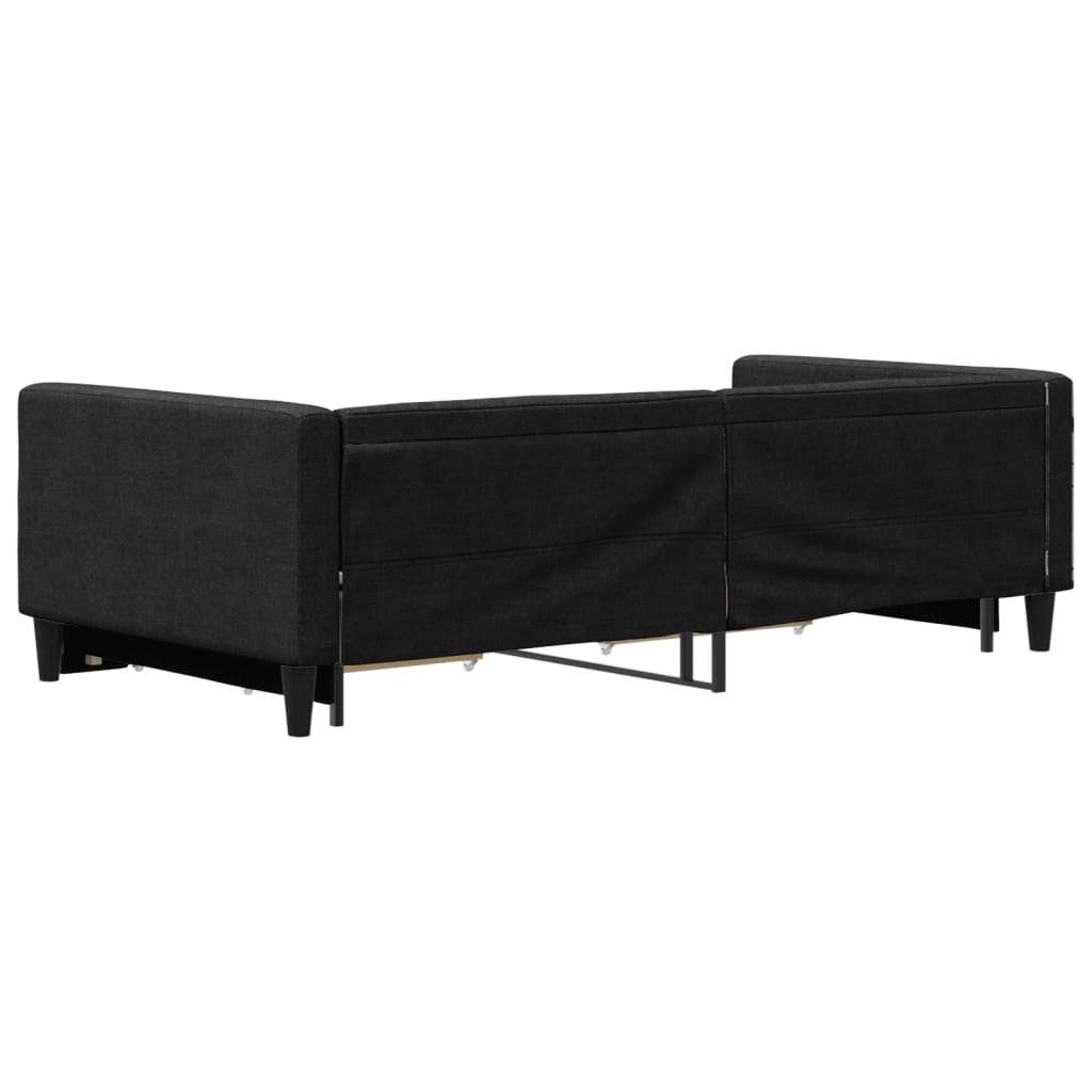 Slaapbank met onderschuifbed en lades 100x200 cm stof zwart 100 x 200 cm Zwart met onderschuifbed en lade