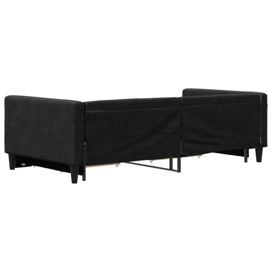 Slaapbank met onderschuifbed en lades 100x200 cm stof zwart 100 x 200 cm Zwart met onderschuifbed en lade