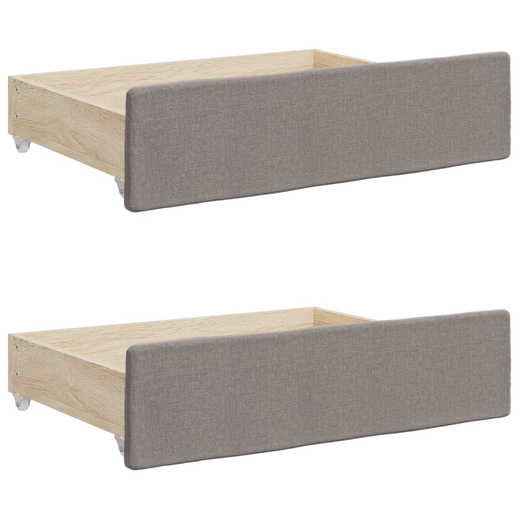 Slaapbank S Stof 100 x 200 cm Taupe met onderschuifbed en lade