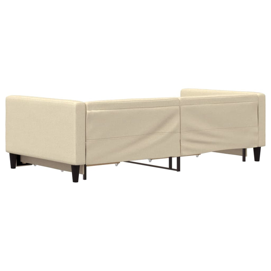 Slaapbank met onderschuifbed en lades 100x200 cm stof crème 100 x 200 cm Crème met onderschuifbed en lade