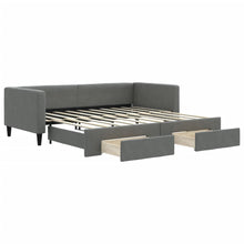 Slaapbank onderschuifbed en lades 90x190 cm stof donkergrijs 90 x 190 cm Donkergrijs