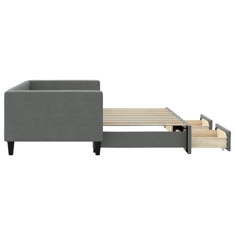 Slaapbank onderschuifbed en lades 90x190 cm stof donkergrijs 90 x 190 cm Donkergrijs