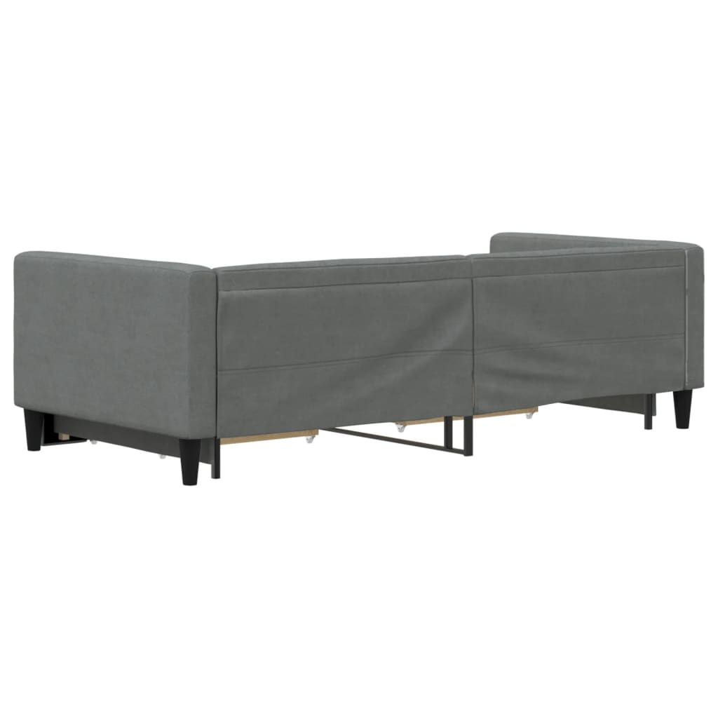Slaapbank onderschuifbed en lades 90x190 cm stof donkergrijs 90 x 190 cm Donkergrijs