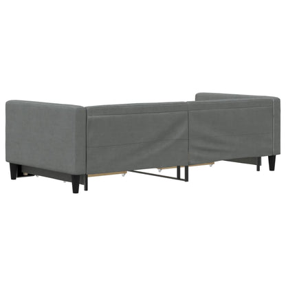 Slaapbank onderschuifbed en lades 90x190 cm stof donkergrijs 90 x 190 cm Donkergrijs