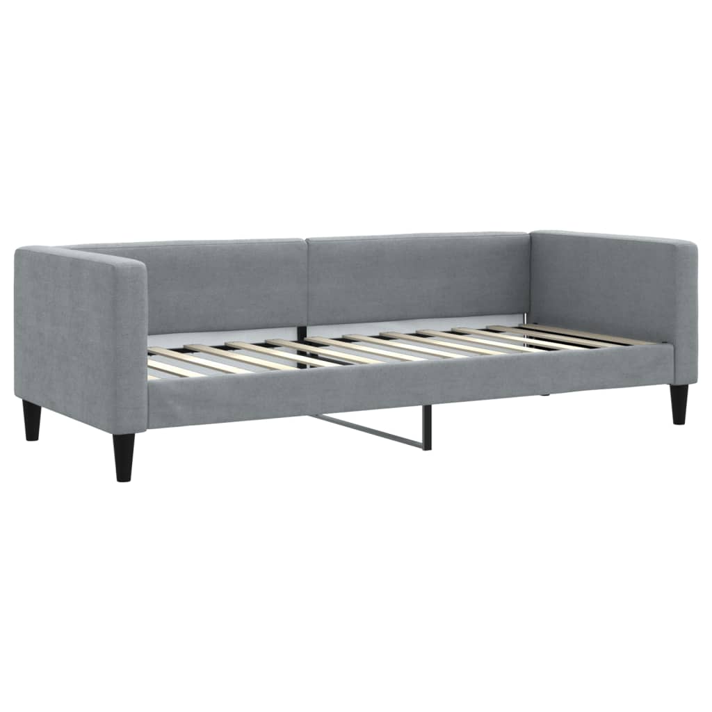 Slaapbank Met Onderschuifbed En Lades Stof 80 x 200 cm Lichtgrijs met onderschuifbed en lade en matras