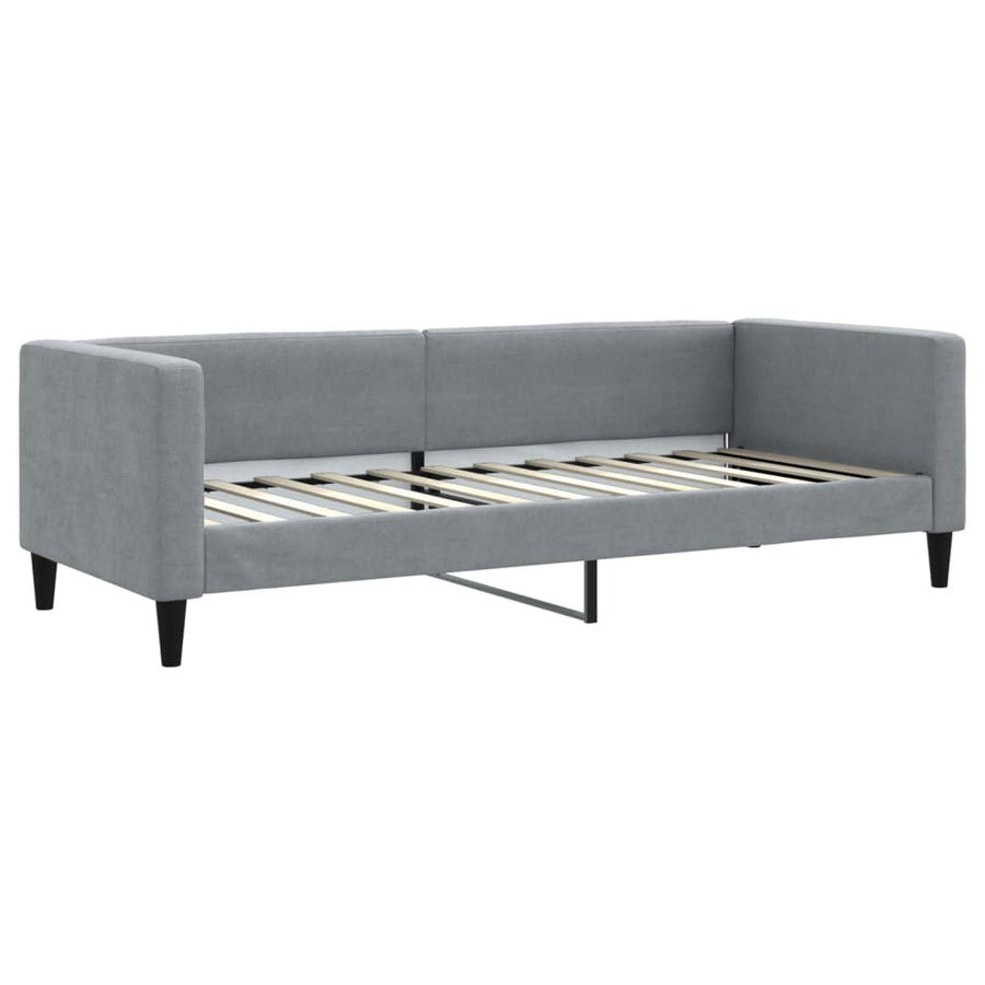 Slaapbank Met Onderschuifbed En Lades Stof 80 x 200 cm Lichtgrijs met onderschuifbed en lade en matras