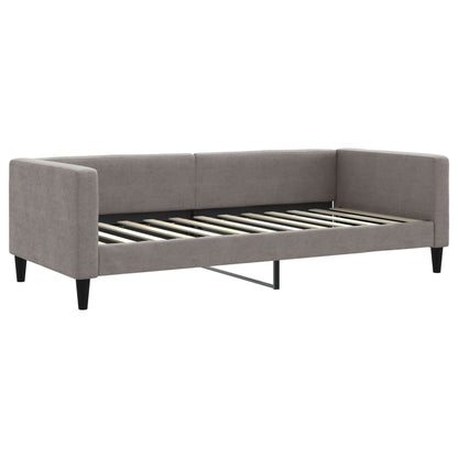 Slaapbank Met Onderschuifbed En Lades 90X200 Cm Stof Taupe Taupe 90 x 200 cm met onderschuifbed en lade en matras