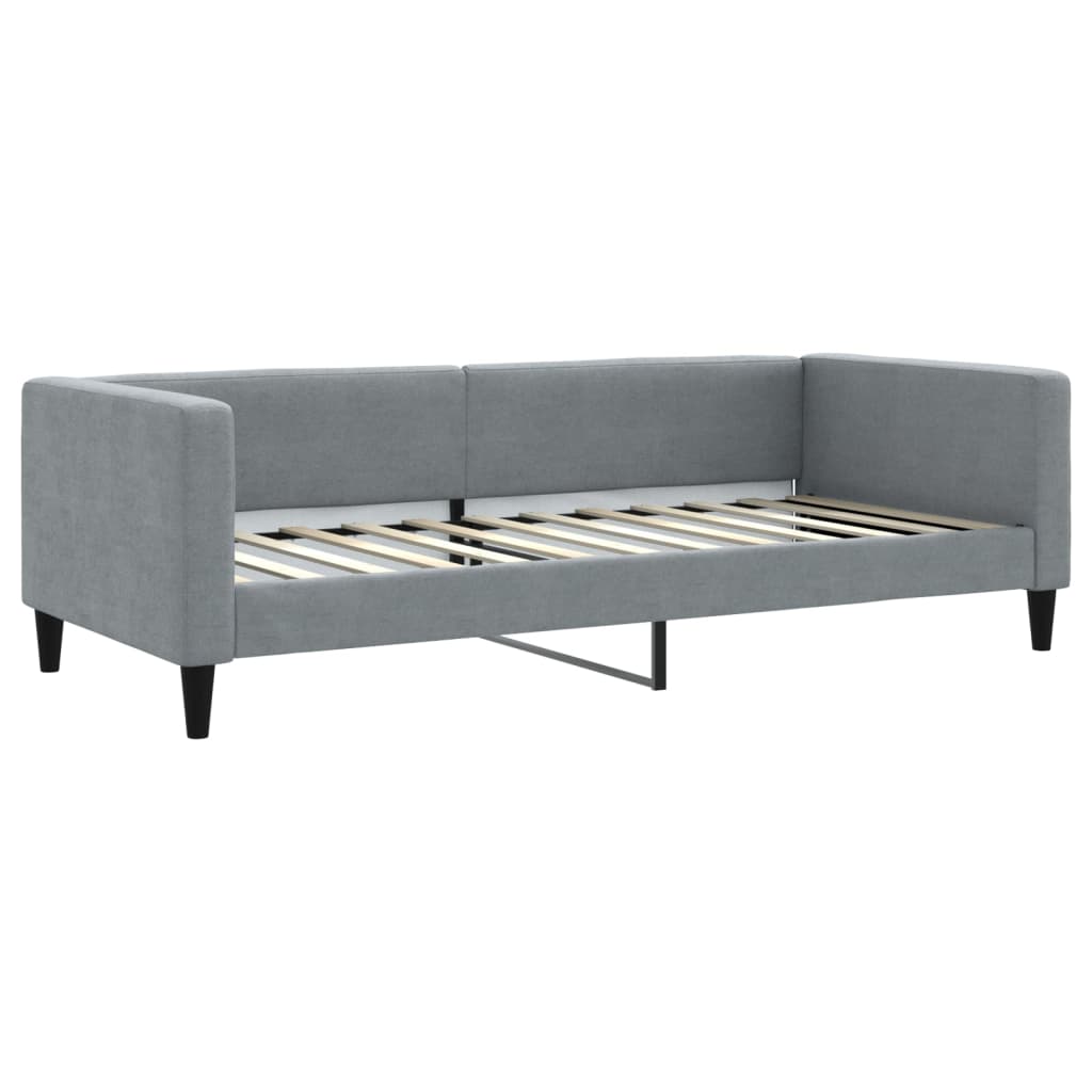 Slaapbank onderschuifbed en lades 100x200 cm stof lichtgrijs 100 x 200 cm Lichtgrijs met onderschuifbed en lade en matras