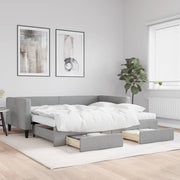 Slaapbank onderschuifbed lades 100x200 cm lichtgrijs