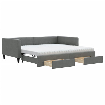 Slaapbank onderschuifbed en lades 100x200 cm stof donkergrijs 100 x 200 cm Donkergrijs