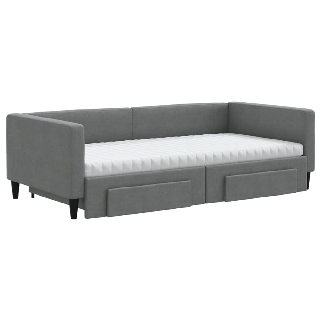 Slaapbank onderschuifbed en lades 100x200 cm stof donkergrijs 100 x 200 cm Donkergrijs