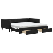 Slaapbank met onderschuifbed en lades 100x200 cm stof zwart 100 x 200 cm Zwart