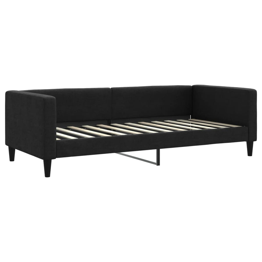 Slaapbank met onderschuifbed en lades 100x200 cm stof zwart 100 x 200 cm Zwart