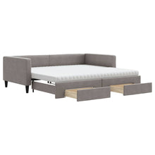 Slaapbank Met Onderschuifbed En Lades Stof 100 x 200 cm Taupe met onderschuifbed en lade en matras