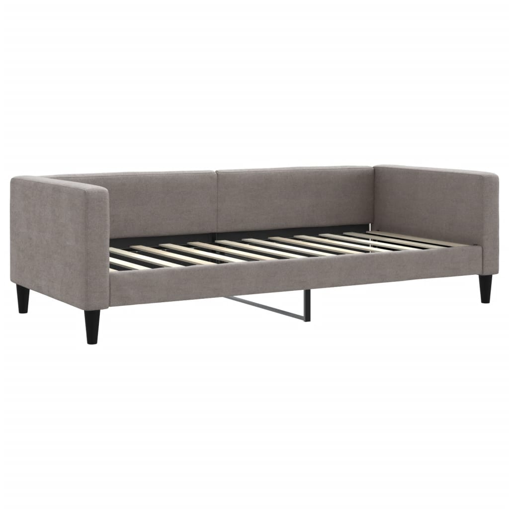 Slaapbank Met Onderschuifbed En Lades Stof 100 x 200 cm Taupe met onderschuifbed en lade en matras
