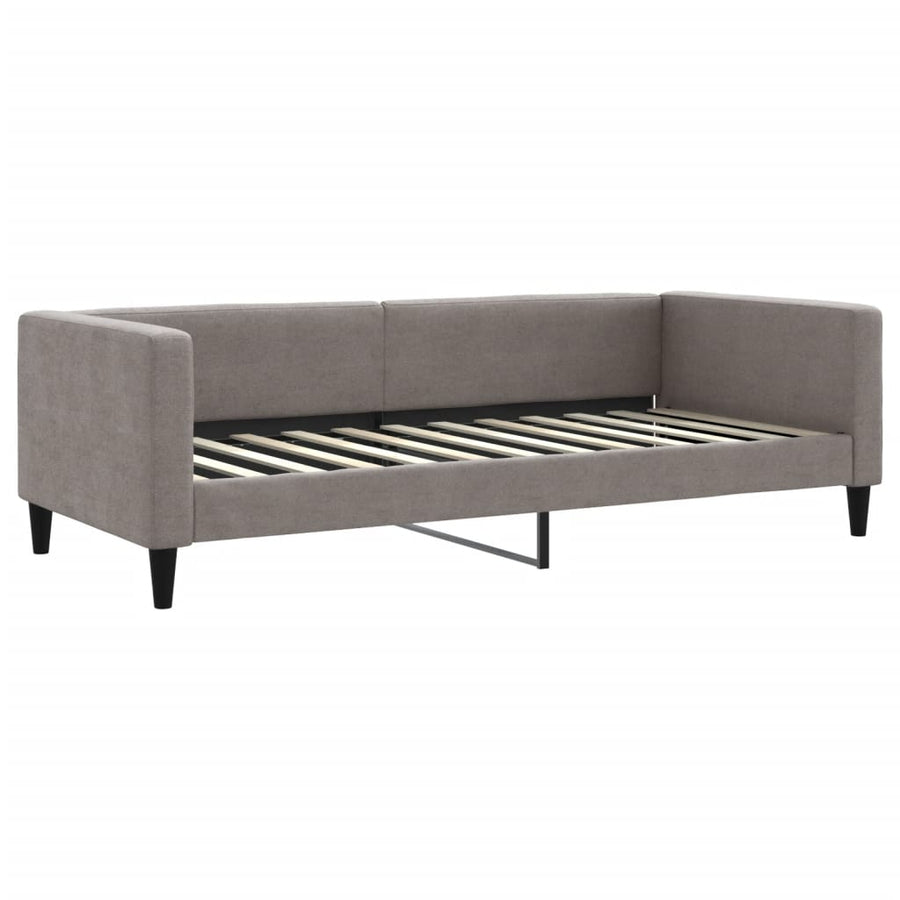 Slaapbank Met Onderschuifbed En Lades Stof 100 x 200 cm Taupe met onderschuifbed en lade en matras