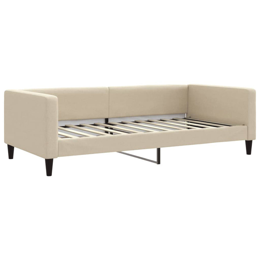 Slaapbank met onderschuifbed en lades 100x200 cm stof crème 100 x 200 cm Crème met onderschuifbed en lade en matras