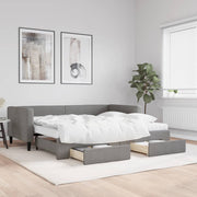Slaapbank onderschuifbed met lades 90x190 cm donkergrijs