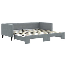 Slaapbank met onderschuifbed 100x190 cm stof lichtgrijs
