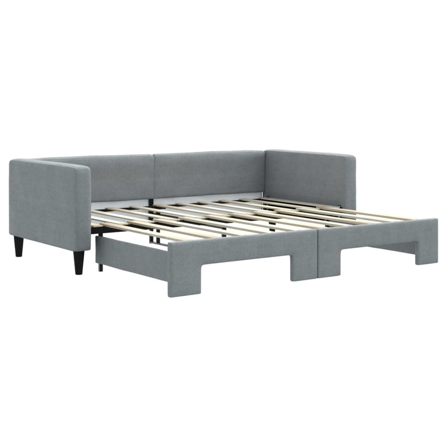 Slaapbank met onderschuifbed 100x190 cm stof lichtgrijs