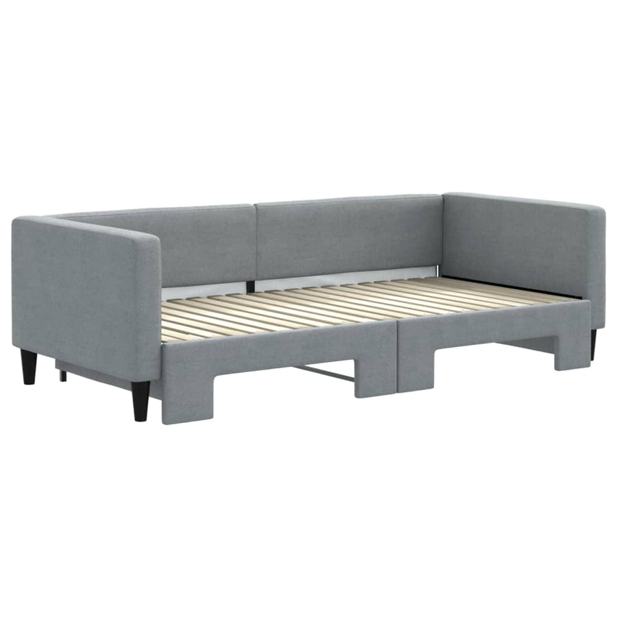 Slaapbank met onderschuifbed 100x190 cm stof lichtgrijs