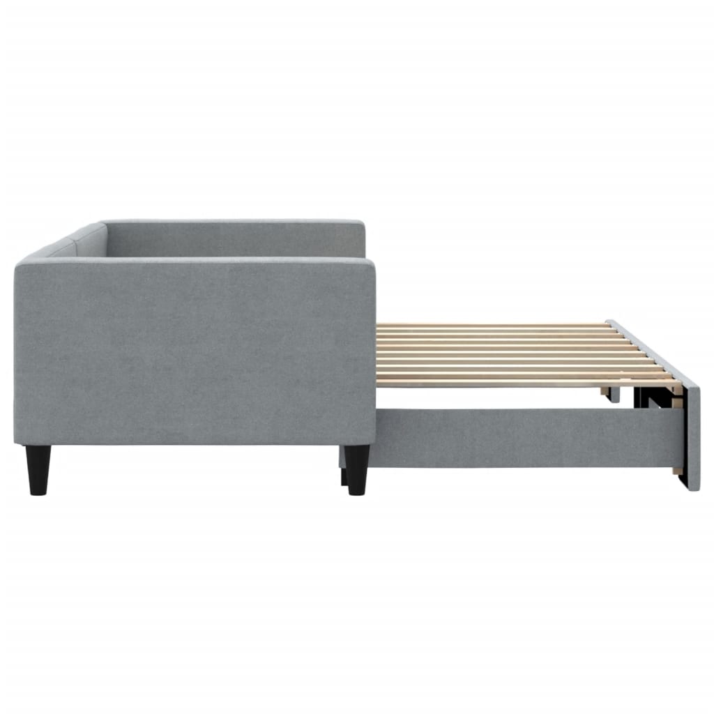Slaapbank met onderschuifbed 100x190 cm stof lichtgrijs