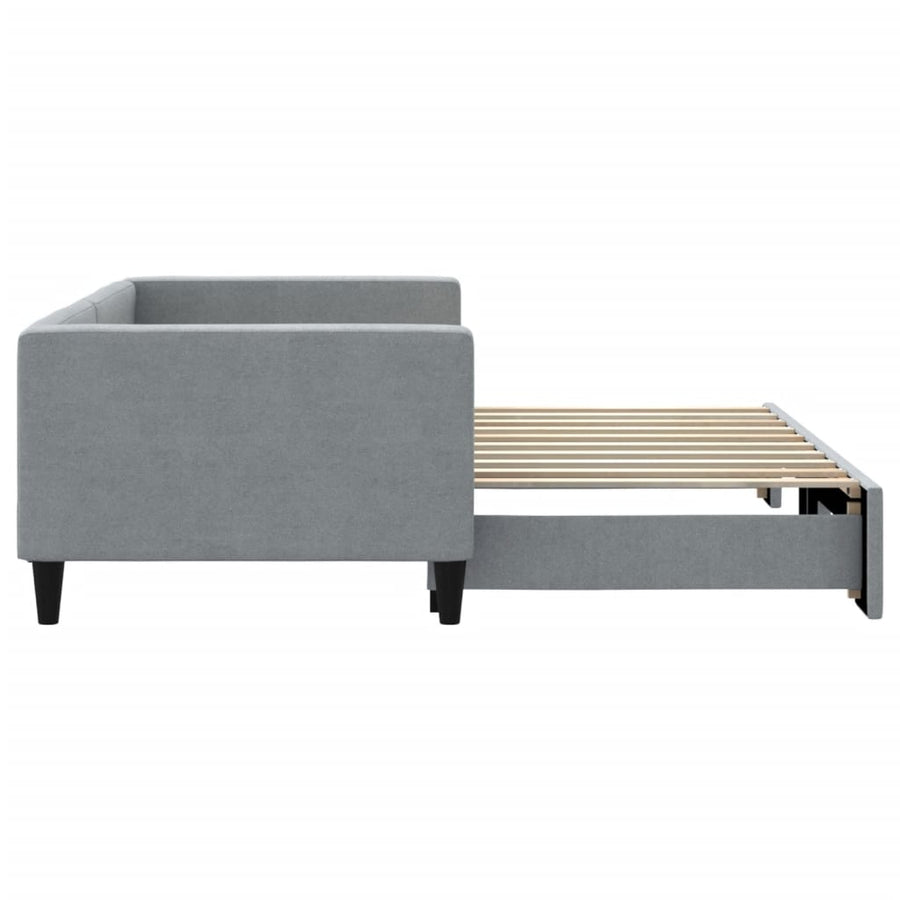Slaapbank met onderschuifbed 100x190 cm stof lichtgrijs