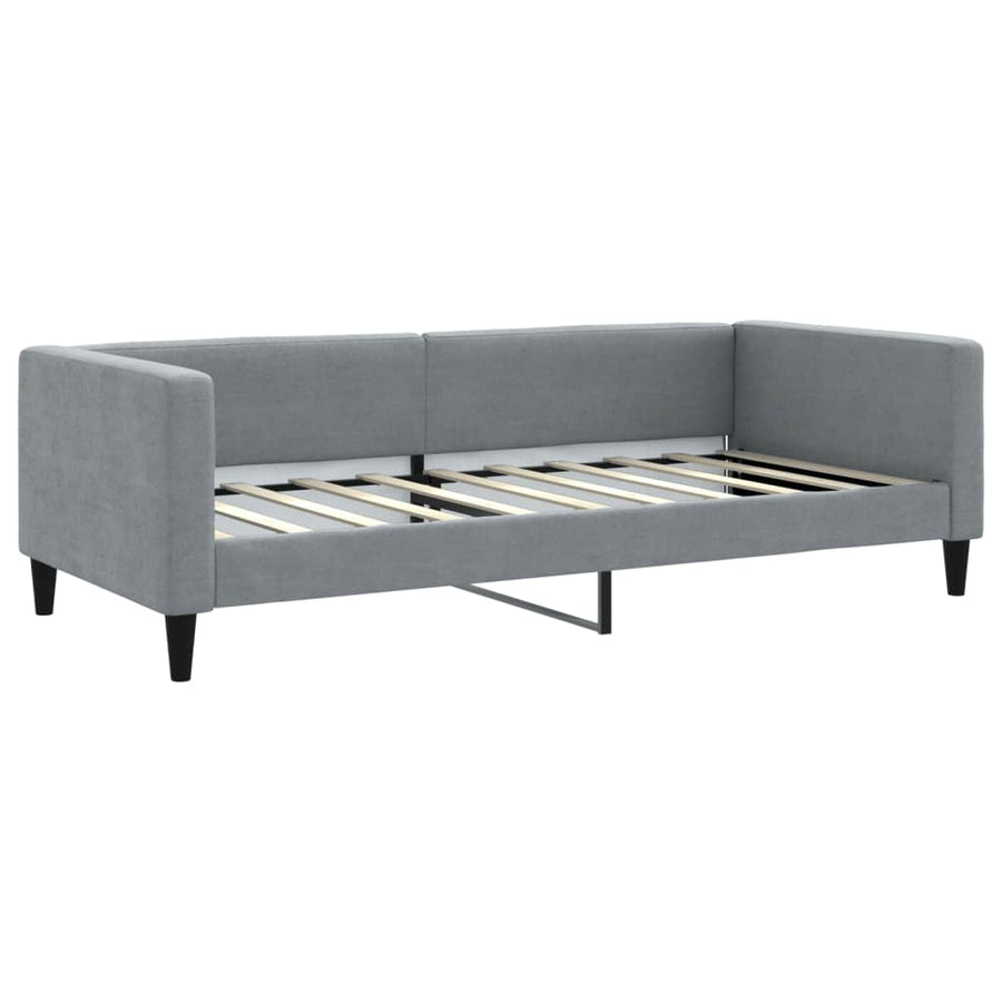 Slaapbank met onderschuifbed 100x190 cm stof lichtgrijs